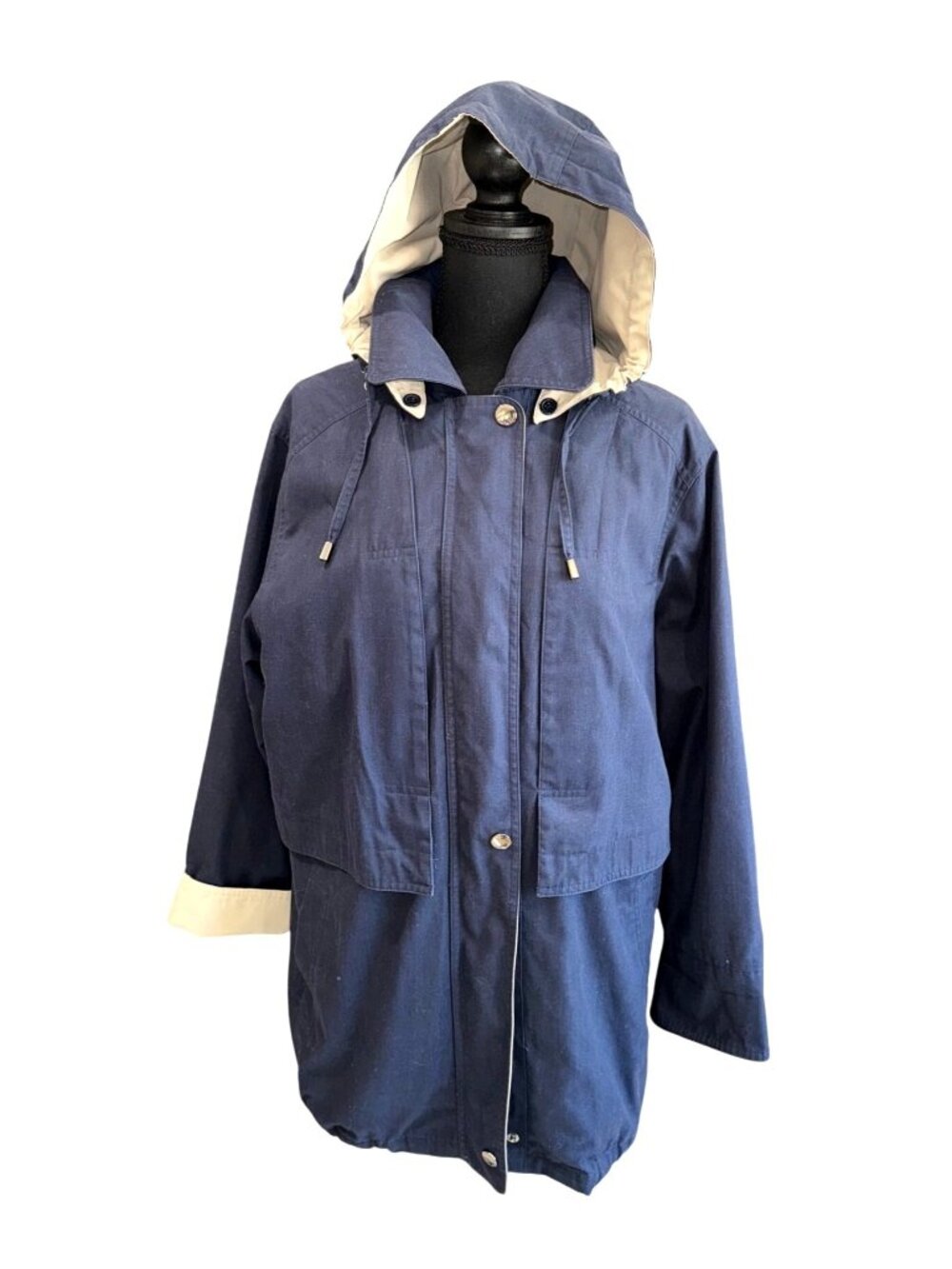 London Fog Limited Edition Hooded Parka Windbreaker Jacket Women M Blue Outdoor